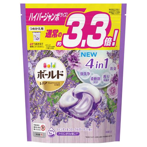 P&G　ボールド　ジェルボール4D　ラベンダー&フローラルガーデン　詰替え　ハイパージャンボ　36個