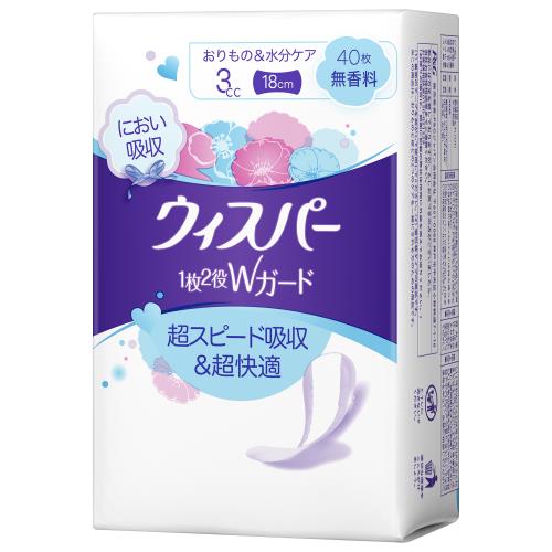 P&G　ウィスパー　1枚2役Wガード　18cm　無香料　40枚