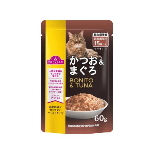 トップバリュ　超高齢猫用　かつお&まぐろ　60g×96個セット
