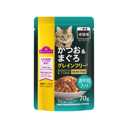 トップバリュ　成猫用　かつお&まぐろ　舌平目入り　70g×12個セット