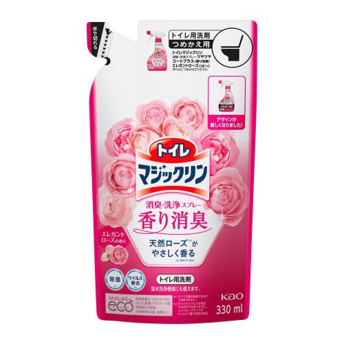 花王　トイレマジックリン　消臭・洗浄スプレー　ツヤツヤコートプラス　エレガントローズの香り　つめかえ用　330ml