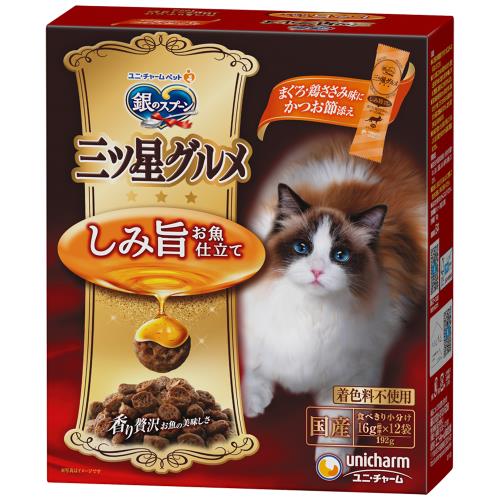 ユニ・チャーム　三ツ星グルメ　しみ旨お魚仕立て　鶏ささみ　192g