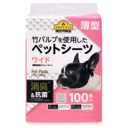 トップバリュ　ベストプライス　竹パルプを使用したペットシーツ　薄型　ワイド　100枚