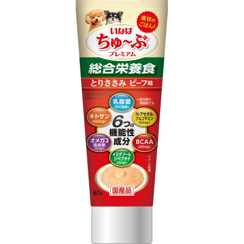 いなば食品　ちゅーぶプレミアム　総合栄養食　ささみビーフ　80g
