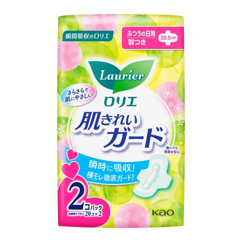 花王　ロリエ　肌きれいガード　ふつうの日用　羽つき　20コ入×2