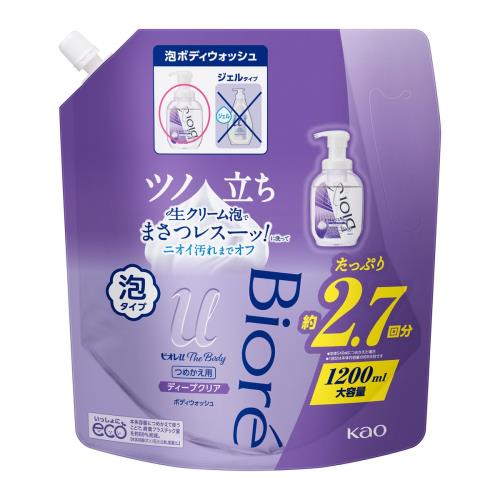 花王　ビオレu　ザ　ボディ　泡タイプ　ディープクリア　替え特大　1200ml