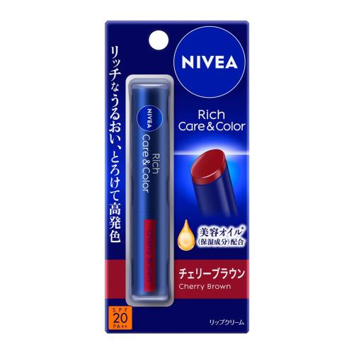 花王　ニベア　リッチケア&カラーリップ　チェリーブラウン　2g