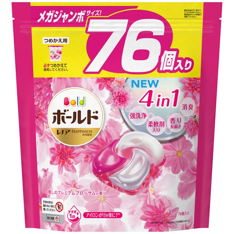 ■ボールドジェルボール4D癒しのプレミアムブロッサムの香り つめかえメガジャンボサイズ 76個入 洗濯洗剤