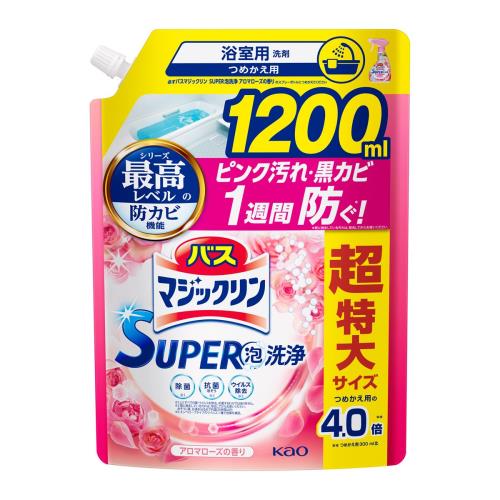 花王　バスマジックリン　SUPER泡洗浄　アロマローズの香り　詰替　超特大　1200ml