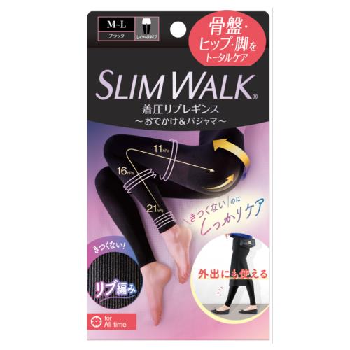 ピップ　スリムウォーク着圧リブレギンス　M-L　ブラック