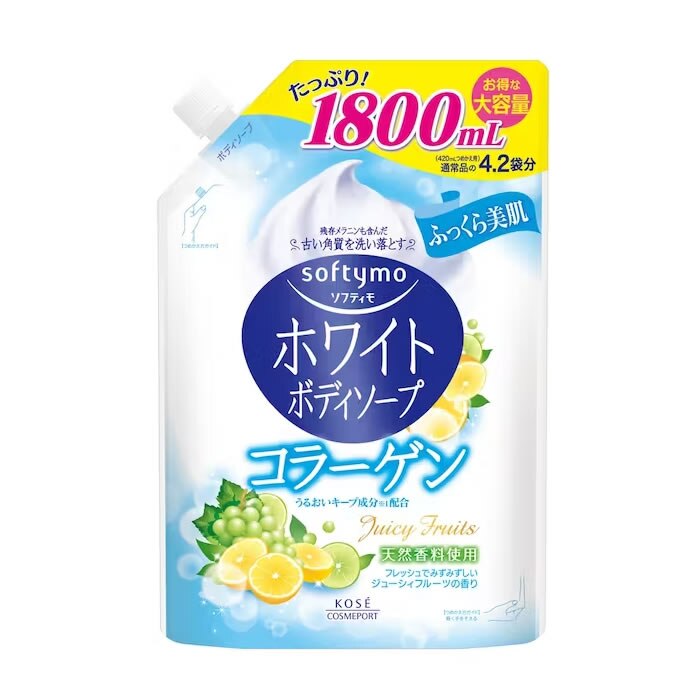▲コーセーコスメポート　ソフティモ　ホワイト　ボディソープ　コラーゲン　詰め替え用　大容量1800ml