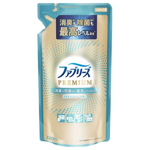 P&G　ファブリーズ　W除菌+消臭　PREMIUM　清潔なランドリーの香り　詰替　320ML