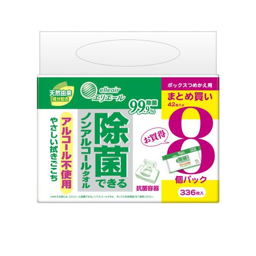 大王製紙　エリエール　除菌できるノンアルコールタオル　ボックス　つめかえ用　40枚8個【1月7日までの期間特売】