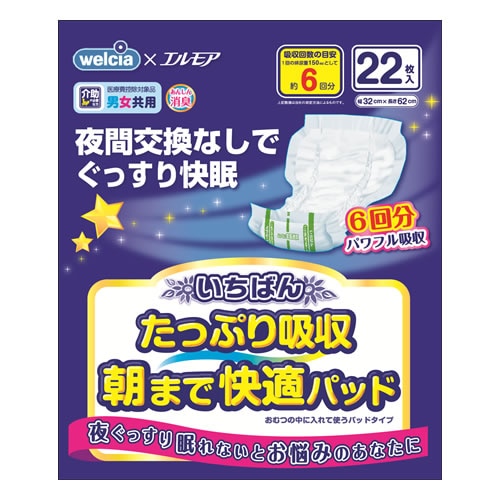 ウエルシア いちばんたっぷり吸収朝まで快適パッド 22枚